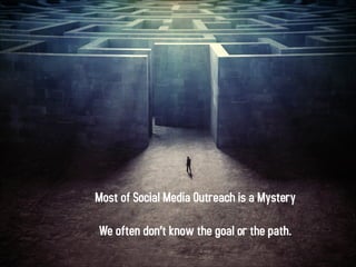 Most of Social Media Outreach is a Mystery
!

We often don’t know the goal or the path.

 
