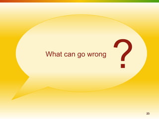 What can go wrong
                    ?
                        23
 