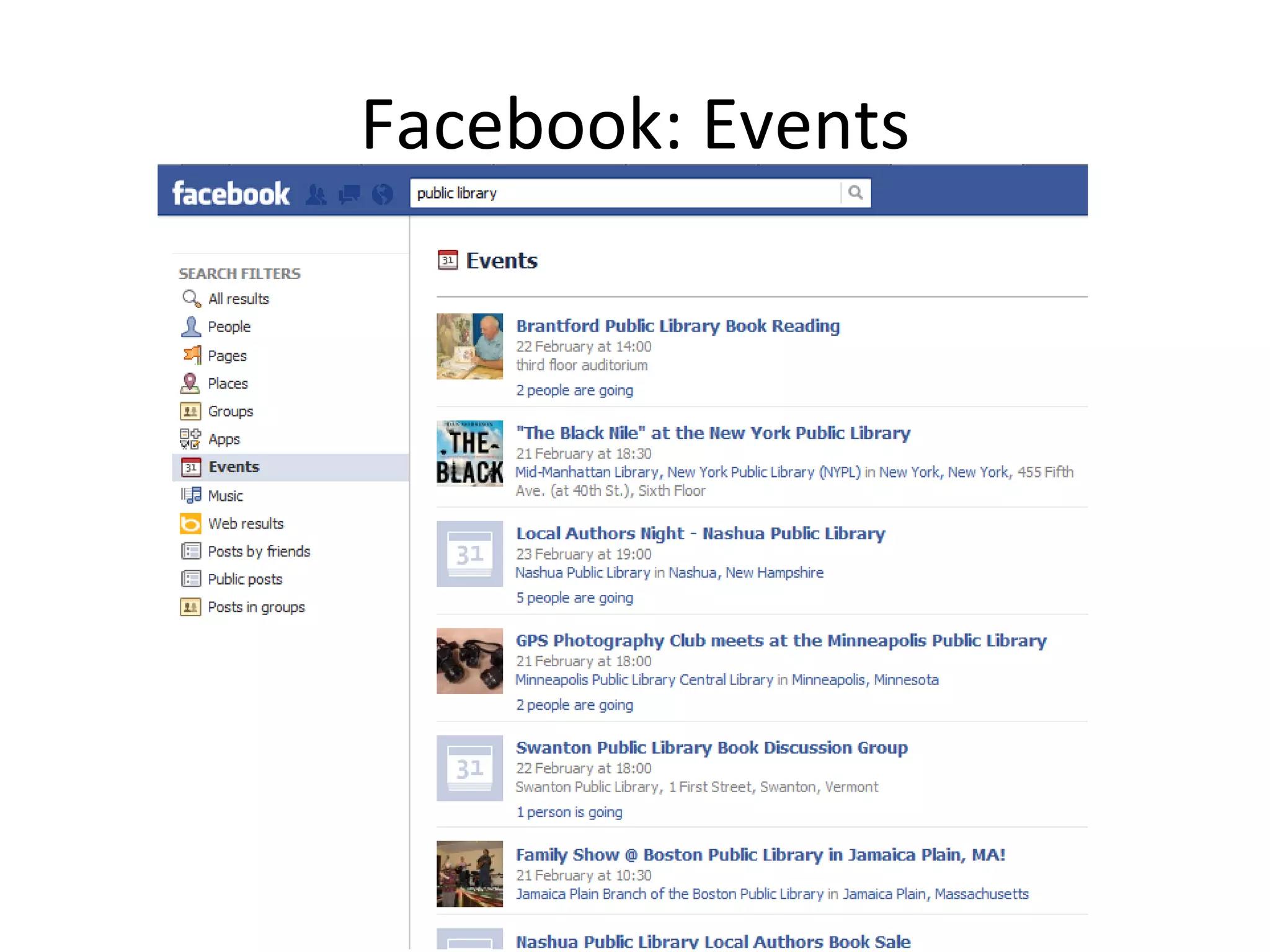 Facebook: Events
 