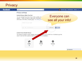 Privacy


           Everyone can
          see all your info!




                               29
 