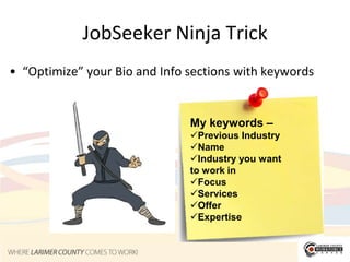 EngagementAsk for HelpAsk for AdviceAsk “who do you know at..”Provide valuable, useful, helpful contentHave a blog?  Feed it (Blog/Notes)Conversations – It’s a two-way streetVideo and Photos