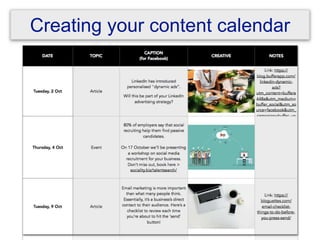 Creating your content calendar
 
