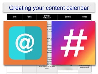 Creating your content calendar
 