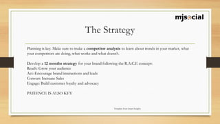The Strategy
Planning is key. Make sure to make a competitor analysis to learn about trends in your market, what
your comp...