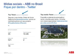 © ABB Group
November 10, 2016 | Slide 10
Mídias sociais – ABB no Brasil
Fique por dentro - Twitter
 