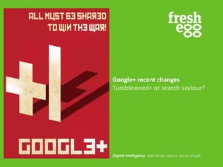 Google+ recent changes
Tumbleweed+ or search saviour?
 