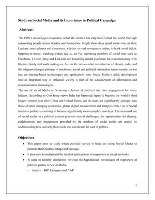Research on Social media and its importance in political campaign | PDF