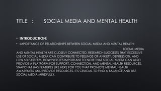 Social media and Mental health of the people | PPTX