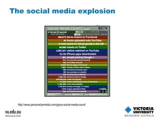 The social media explosion http://www.personalizemedia.com/garys-social-media-count/   