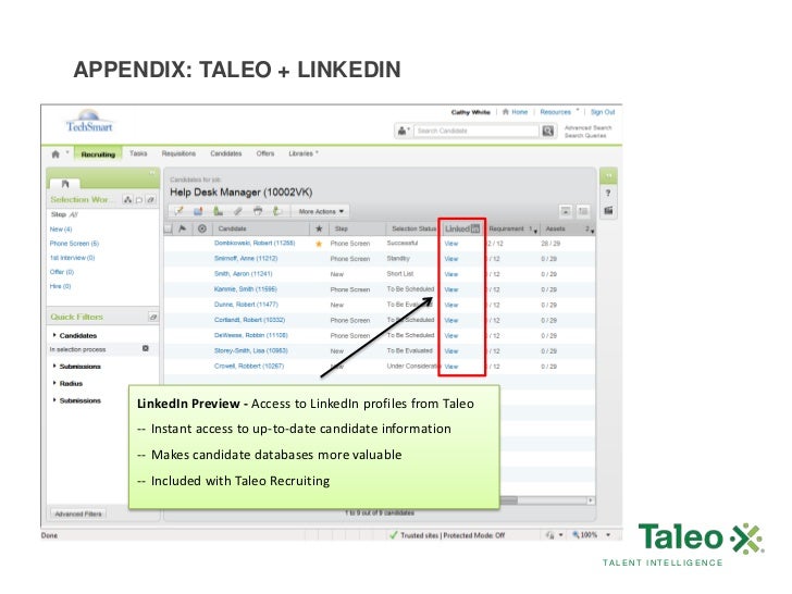candidates talent intelligence 42 appendix taleo