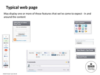 Typical web page
 May display one or more of these features that we’ve come to expect - in and
 around the content




CRI...