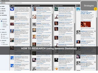 HOW TO RESEARCH (using Seesmic Deskstop)
Strategies
3
 