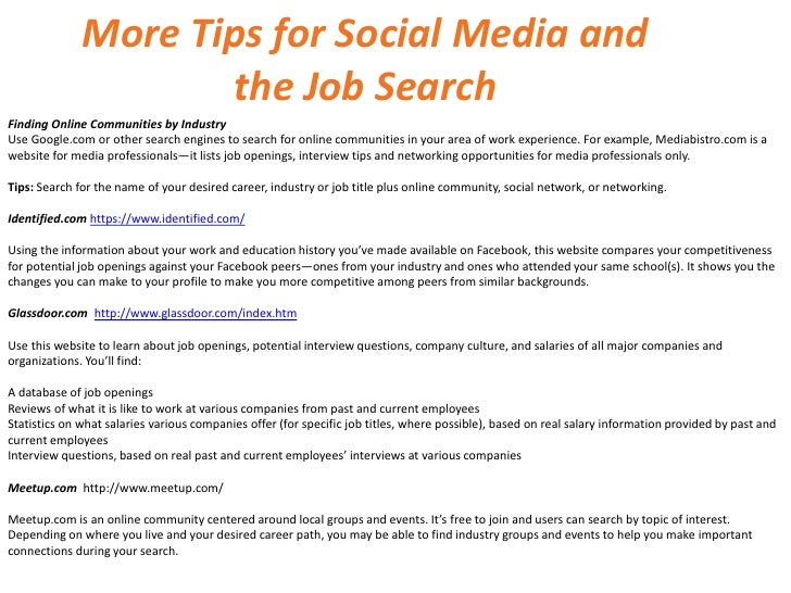 Social Media and the Job Search