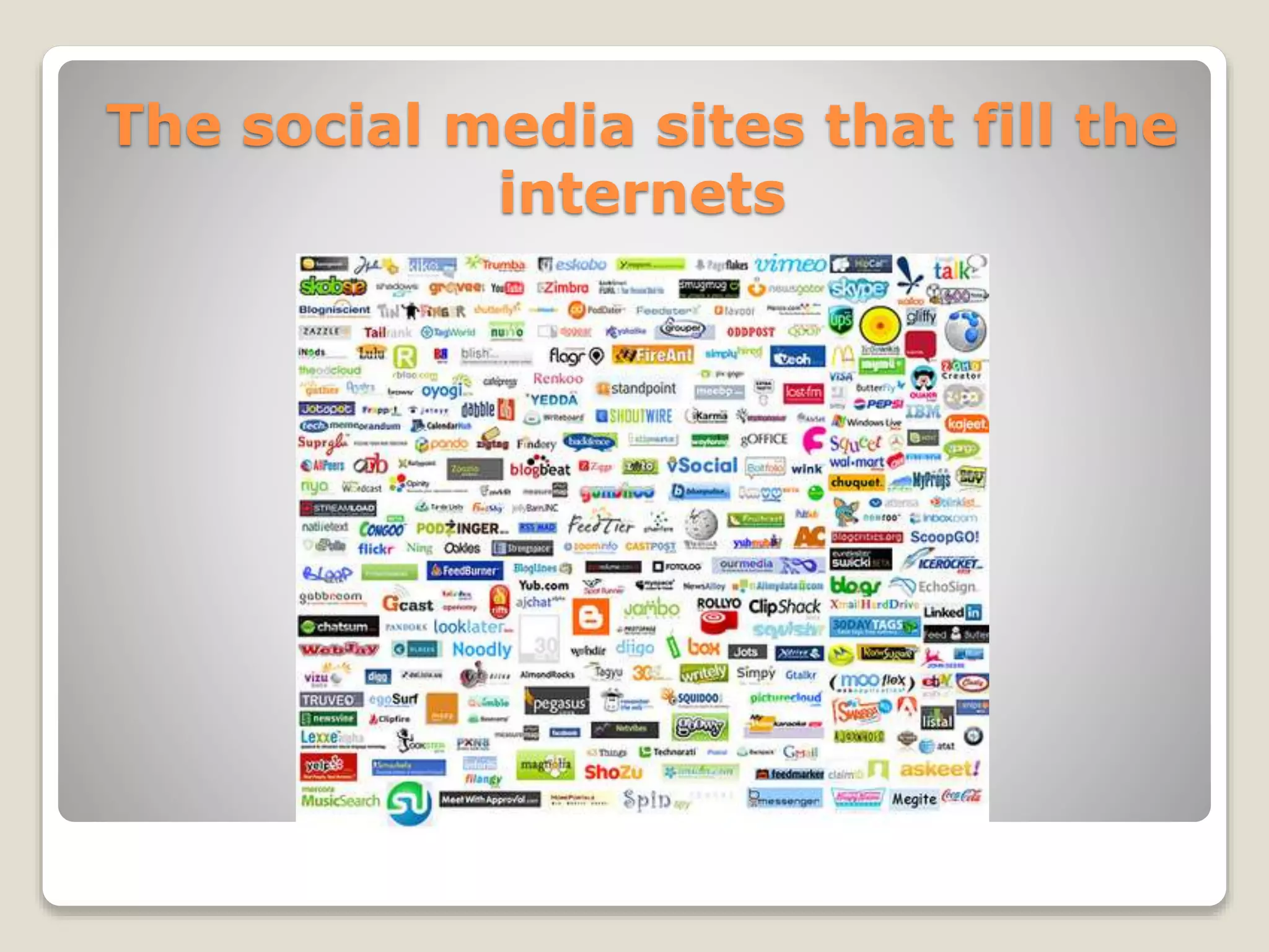 The social media sites that fill the
internets
 
