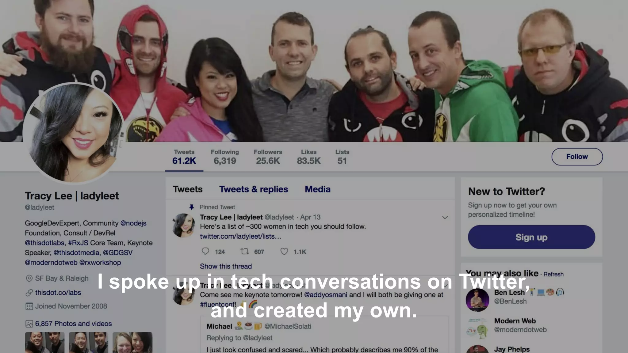 I spoke up in tech conversations on Twitter,
and created my own.
 
