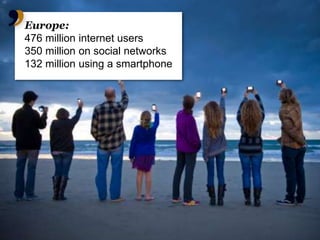 Europe:476 million internet users350 million on socialnetworks132 millionusing a smartphone