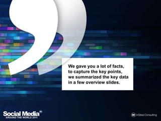 We gave you a lot of facts, to capture the key points, we summarized the key data in a few overview slides.