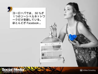 ヨーロッパでは、50％が
１つのソーシャルネットワーク
だけ登録している。
ほとんどがFacebook。
 