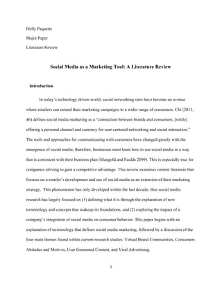 Social media as a marketing tool a literature review | PDF