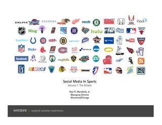 Social Media In Sports
   Volume 1: The Athlete

    Paul R. Marobella, Jr.
     Managing Director
     Wirestone/Chicago
 