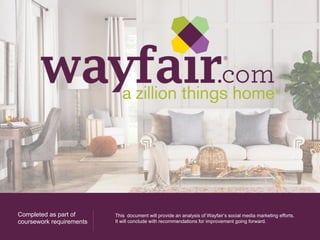 Completed as part of
coursework requirements
This document will provide an analysis of Wayfair’s social media marketing ef...