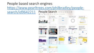 People based search engines
https://www.pearltrees.com/philbradley/people-
search/id9642211
 