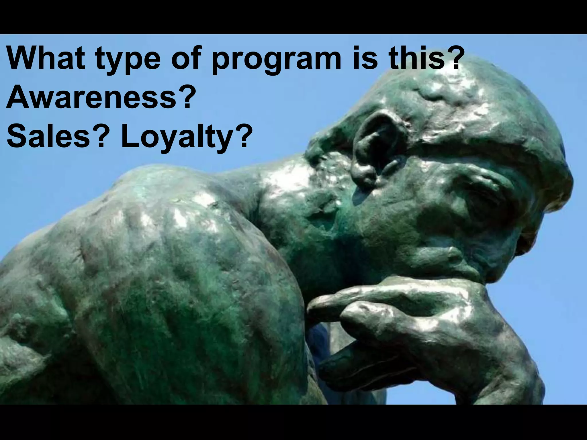 What type of program is this? Awareness?Sales? Loyalty?