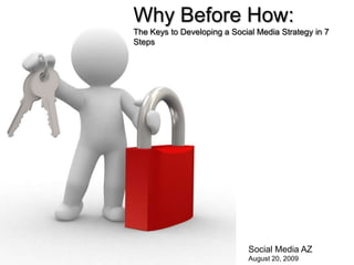 Why Before How: The Keys to Developing a Social Media Strategy in 7 Steps Social Media AZ August 20, 2009 