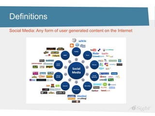 Definitions
Social Media: Any form of user generated content on the Internet
 