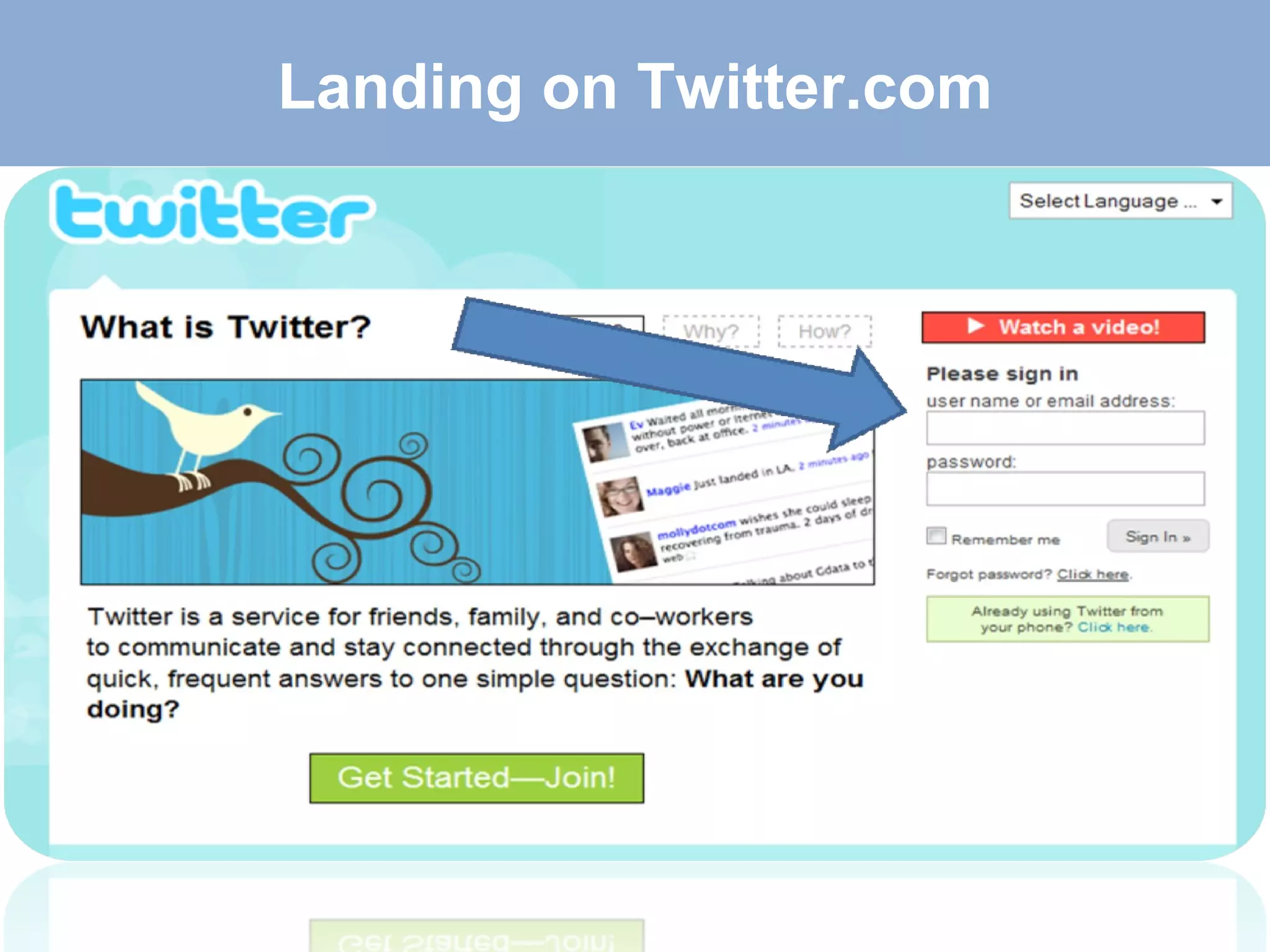 Landing on Twitter.com 