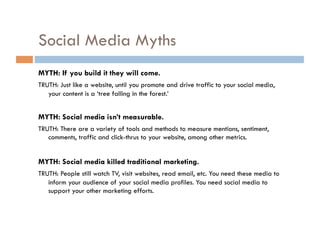 The Truth (why all this is important) Your customers are using social media to make buying decisions, with or without your participation. Social media content—both personal and business related—is permanent. Social media can hurt and help. It takes a lot of time and a lot of effort. 