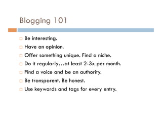 Comments Allow comments Don’t delete negative comments—it’s okay if people have a different opinion than you. Respond.  Comment on other blogs (& include a link to yours). 