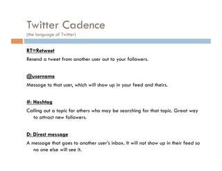 Tweeting Message length: 140 characters or less including spaces. Using numbers instead of spelling out is ok. Abbreviations are common. Always site your sources. Casual, friendly tone. Provide value. Use shortened URLs (bit.ly, ow.ly, tinyurl). 