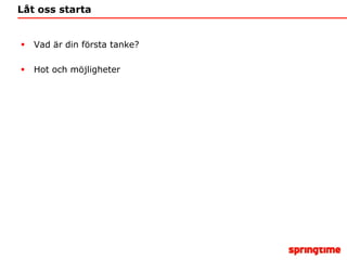 Låt oss startaVad är din första tanke?Hot och möjligheter