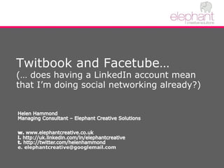 Twitbook and Facetube…
(… does having a LinkedIn account mean
that I’m doing social networking already?)
 