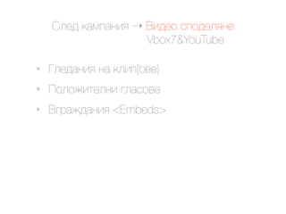 @.$9 ()*#)&'< ! M'9$2 "#29$.<&$
                    Vbox7&YouTube

•   N.$9)&'< &) (.'#(2+$)
•   I2.24'1$.&' /.)"2+$
•   M/0)49)&'< <Embeds>
 