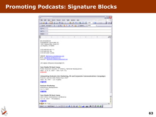 Promoting Podcasts: Signature Blocks




                                       63
 