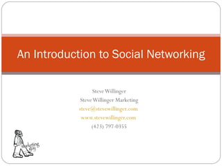 Steve Willinger Steve Willinger Marketing [email_address]   www.stevewillinger.com   (423) 797-0355 An Introduction to Social Networking 