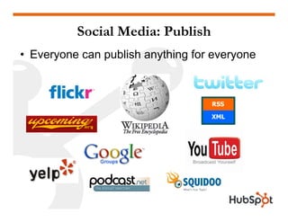 Social Media: Publish
• Everyone can publish anything for everyone
 