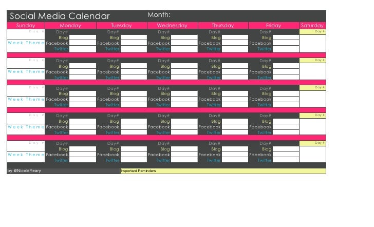 social media calendar template