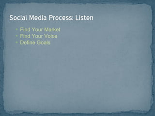 Find Your Market  Find Your Voice Define Goals 
