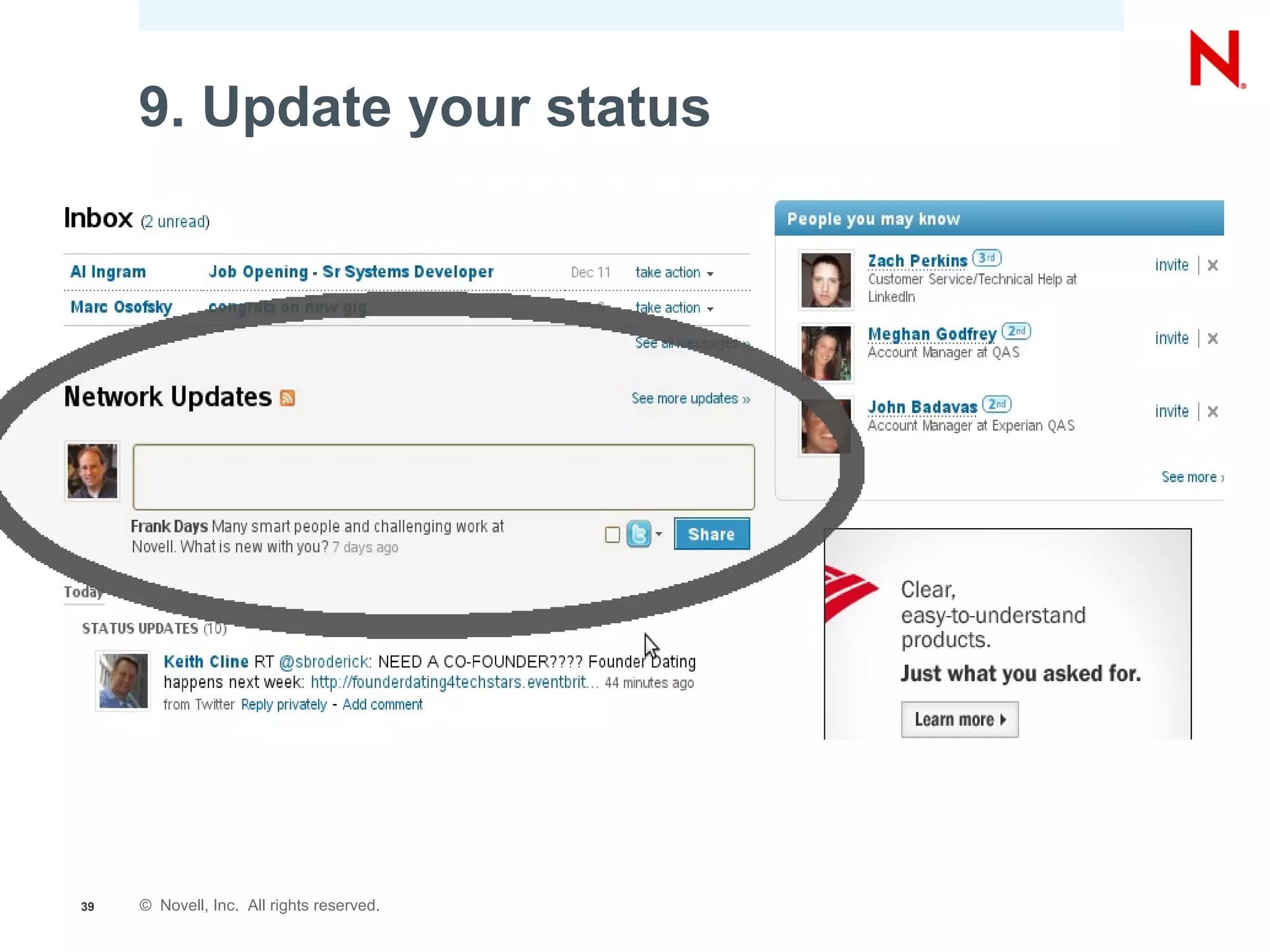 9. Update your status




39   © Novell, Inc. All rights reserved.
 