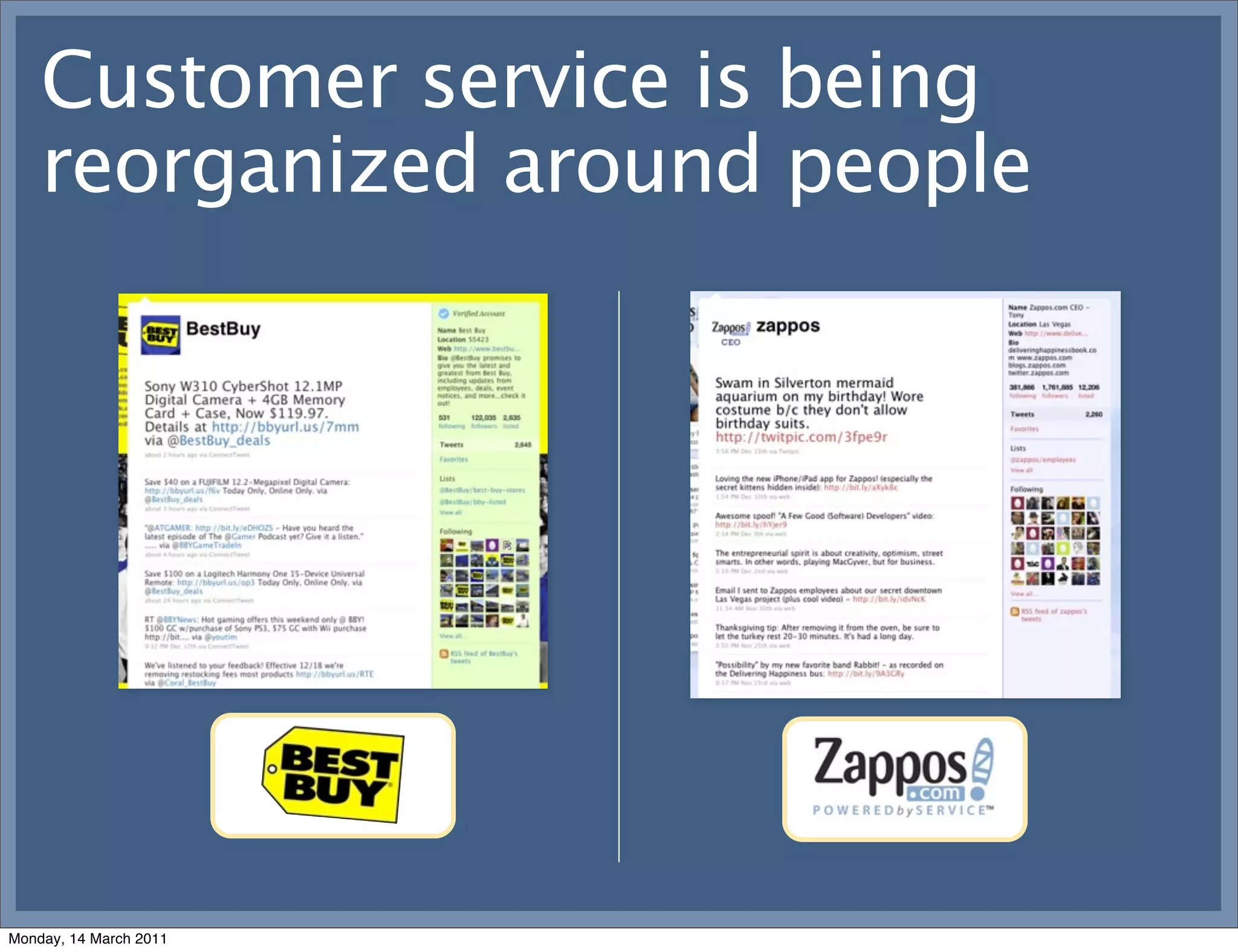 Customer service is being
    reorganized around people




Monday, 14 March 2011
 