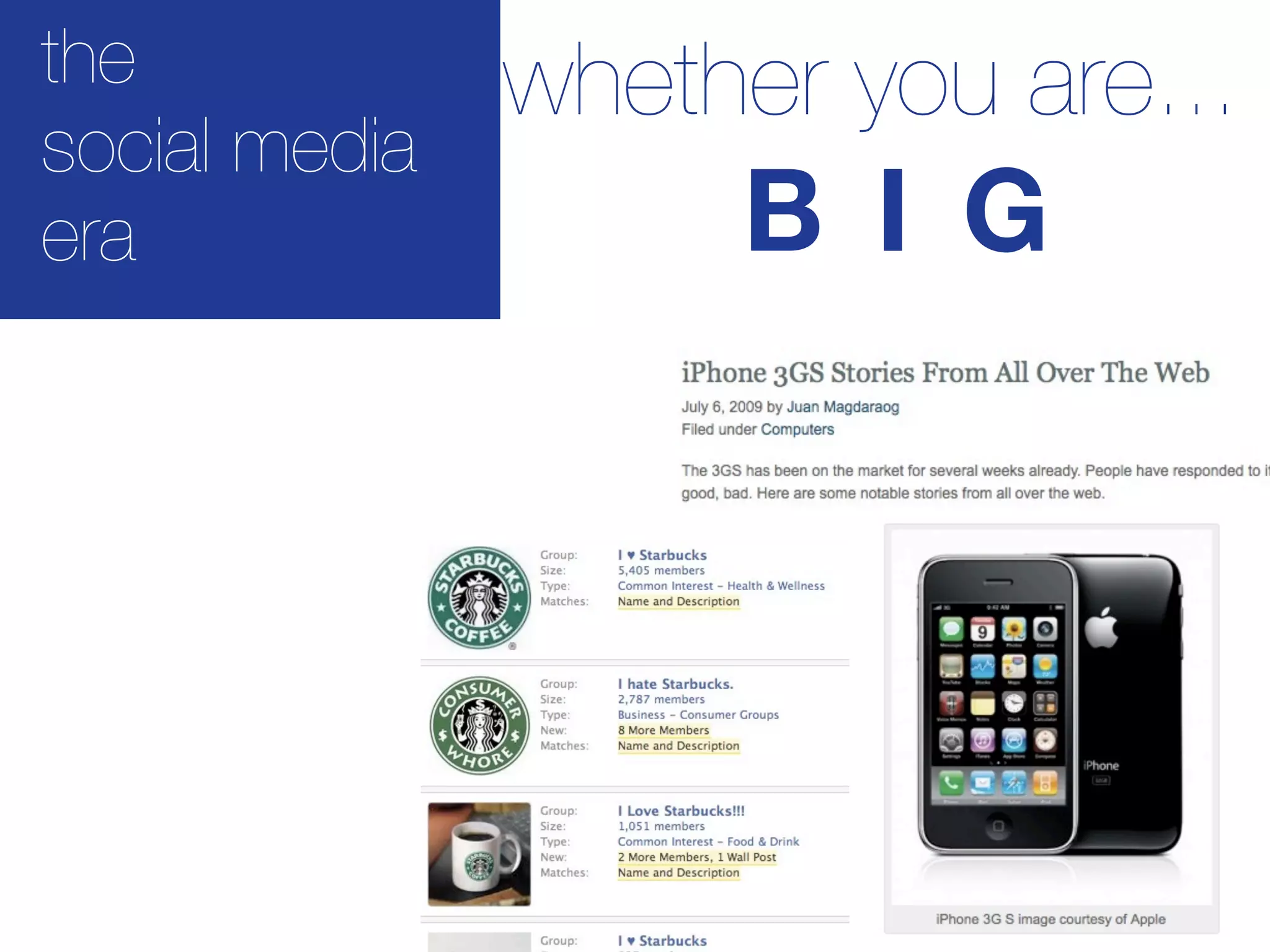 the            whether you are...
social media
era                 B I G
 