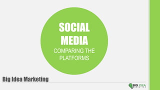 SOCIAL
MEDIA
COMPARING THE
PLATFORMS
Big Idea Marketing
 