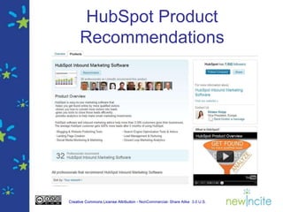HubSpot Product
     Recommendations




Creative Commons License Attribution - NonCommercial- Share Alike 3.0 U.S.
 