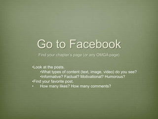 Social Media, Content Creation and OMGA Community
