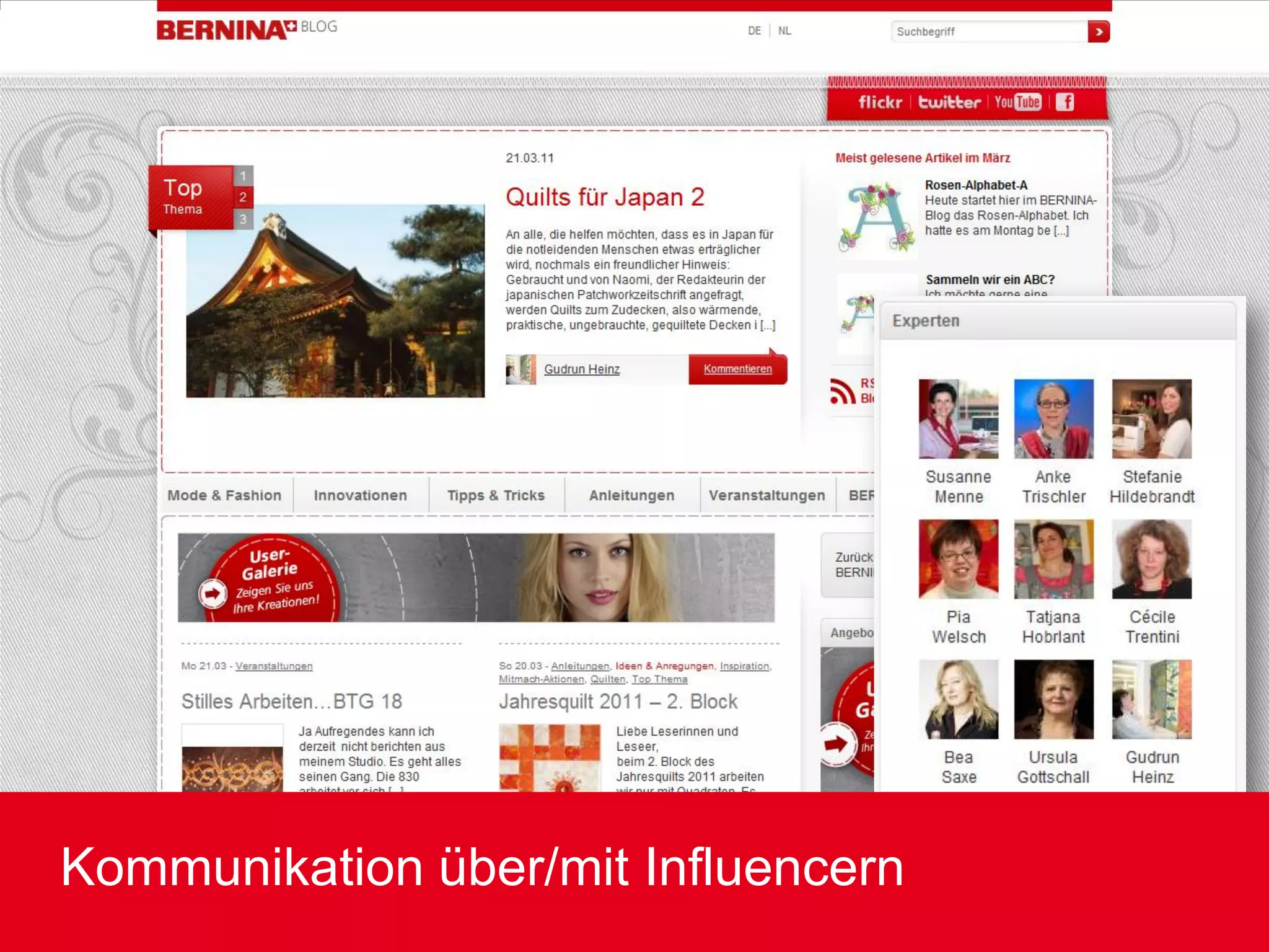 Kommunikation über/mit Influencern
 