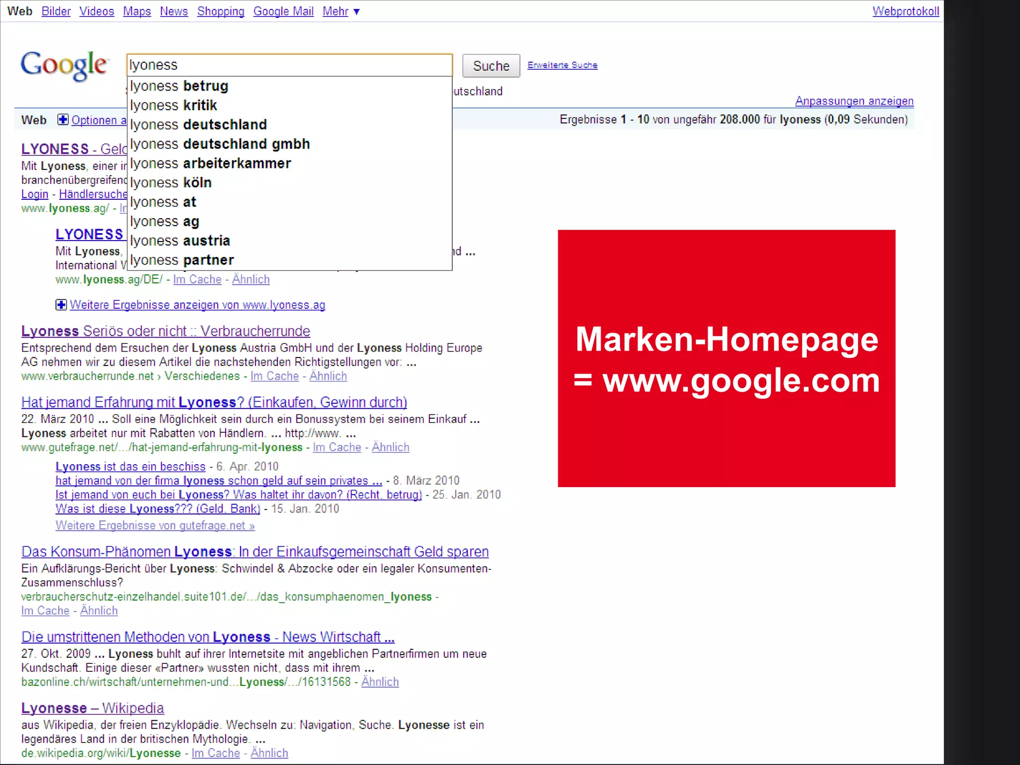 Marken-Homepage
= www.google.com
 