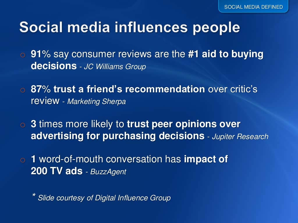 SOCIAL MEDIA DEFINED Social Media